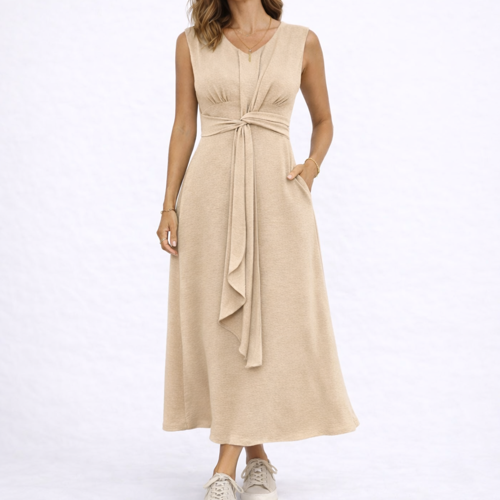 Women's Sleeveless Tie Waist Midi Dress — image 1