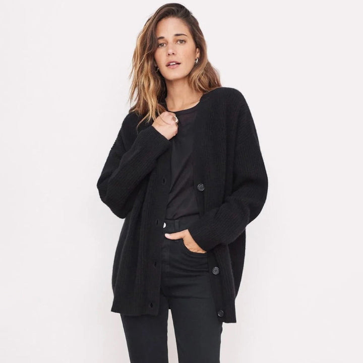 Oversized Cardigan Womens Button Up V Neck Chunky Rib Knit Longline Relaxed Fit - image 1
