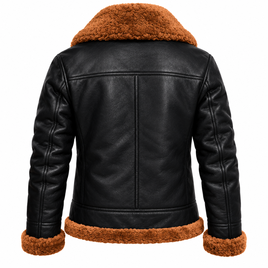 Leather Aviator Jacket Womens B3 Bomber Shearling Collar Cuffs