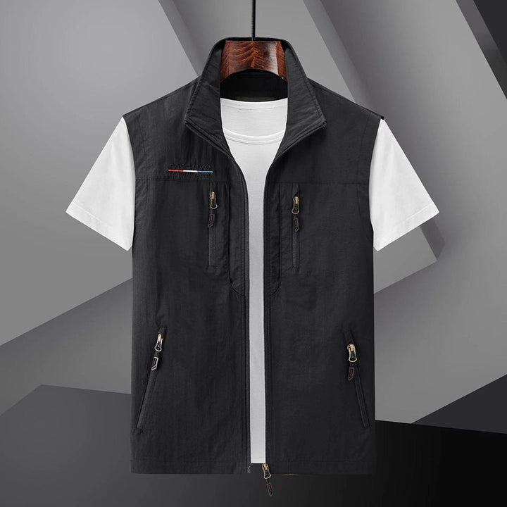 Utility Gilet Mens Multi Pocket Lightweight Travel Stand Collar Zip Front - image 2