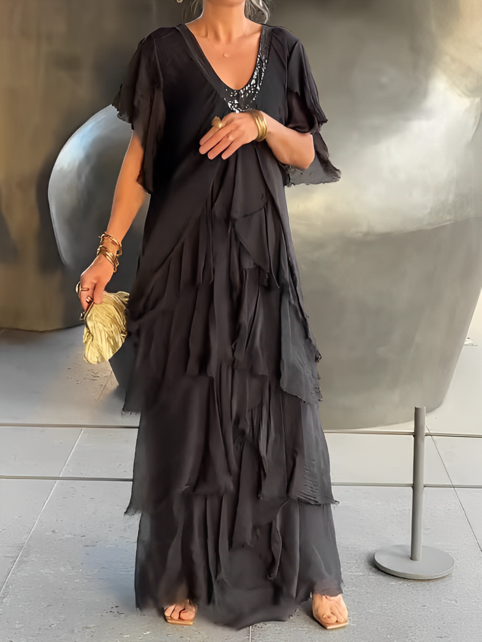 Boho Tiered Dress for Women Maxi