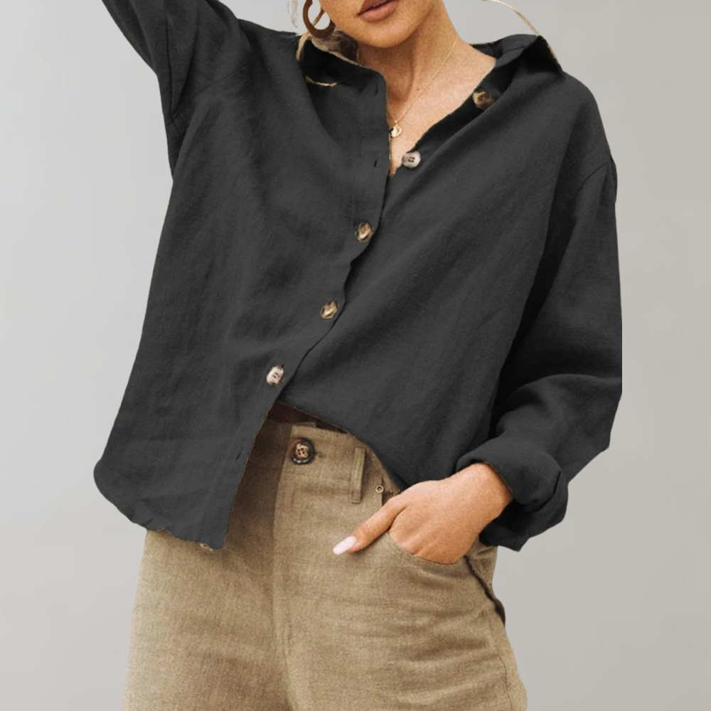 Women's Vintage Cotton Linen Blend Blouse — image 1