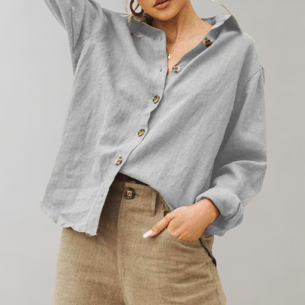 Women's Vintage Cotton Linen Blend Blouse — image 2