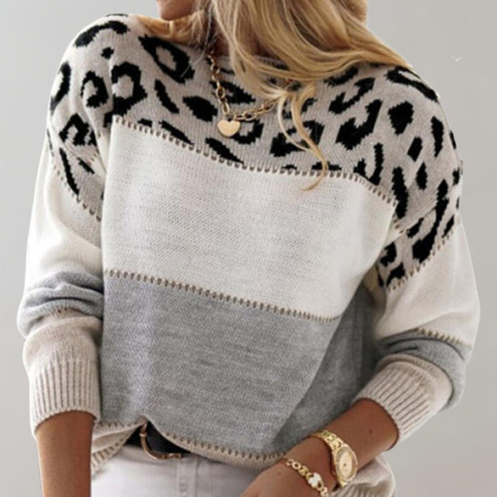 Jumper Womens Animal Motif Yoke Colour Block Round Neck Dropped Shoulder - image 5