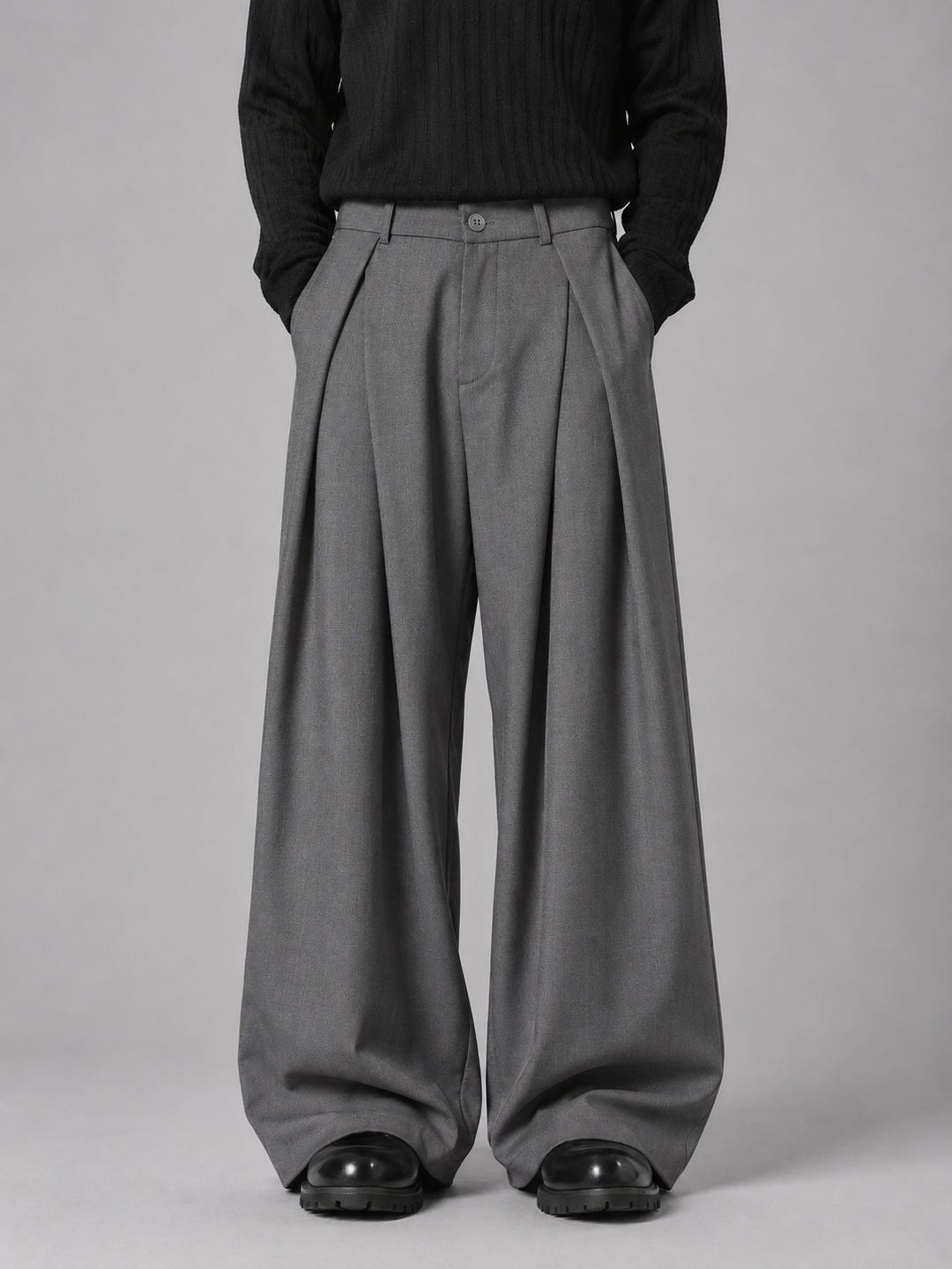 Wide Leg Trousers Mens Pleated Front Elasticated Back Waist Relaxed Baggy Fit - image 4