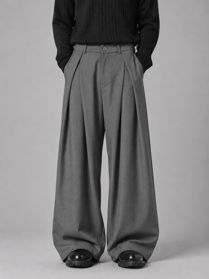 Wide Leg Trousers Mens Pleated Front Elasticated Back Waist Relaxed Baggy Fit - image 4