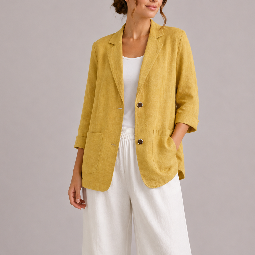 Women's Lightweight Linen Blazer with Lapel Collar — image 2