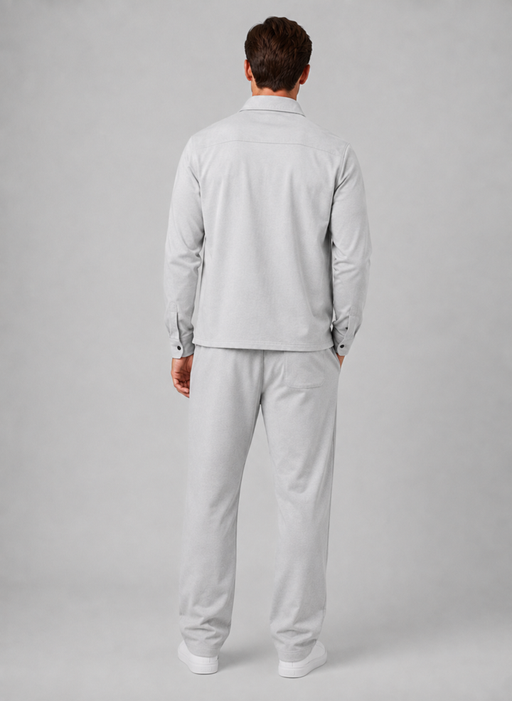 Co-ord Set Mens Overshirt and Drawstring Trousers Two Piece Press Stud Relaxed Fit - image 2