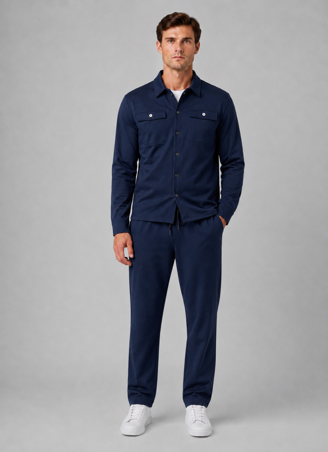 Co-ord Set Mens Overshirt and Drawstring Trousers Two Piece Press Stud Relaxed Fit - image 6