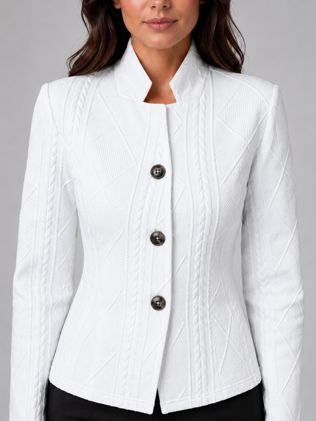 Blazer Womens Textured Weave Structured Fit Tailored