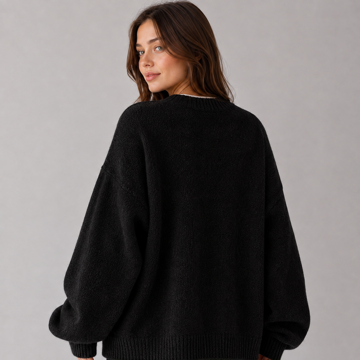 Knitted Jumper Womens Balloon Sleeve Brushed Round Neck Wide Fit Ribbed Hem - image 7