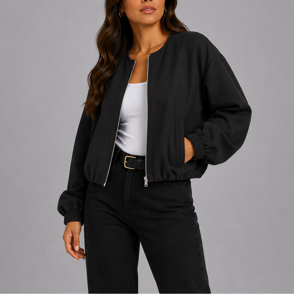 Women's Minimal Zip Up Lightweight Bomber — image 2