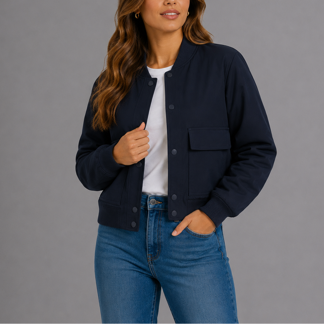 Women's Lightweight Ribbed Trim Bomber Jacket — image 1