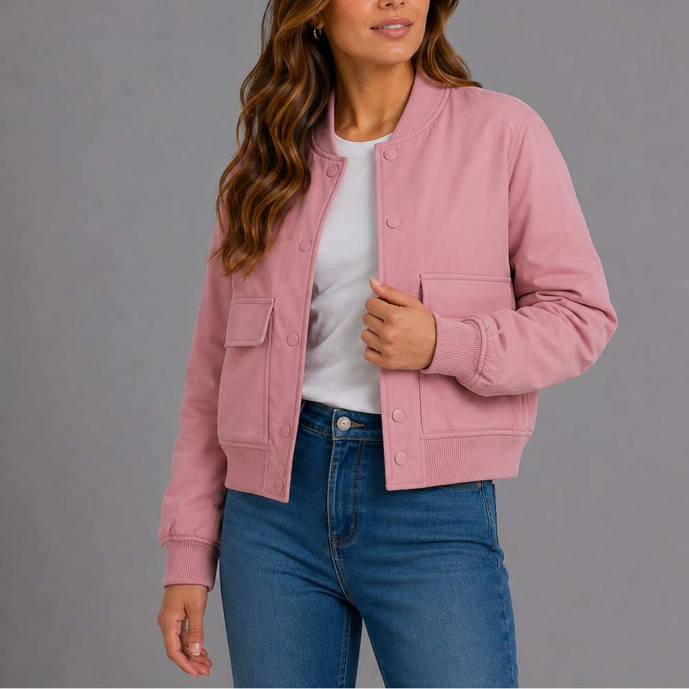 Women's Lightweight Ribbed Trim Bomber Jacket — image 2