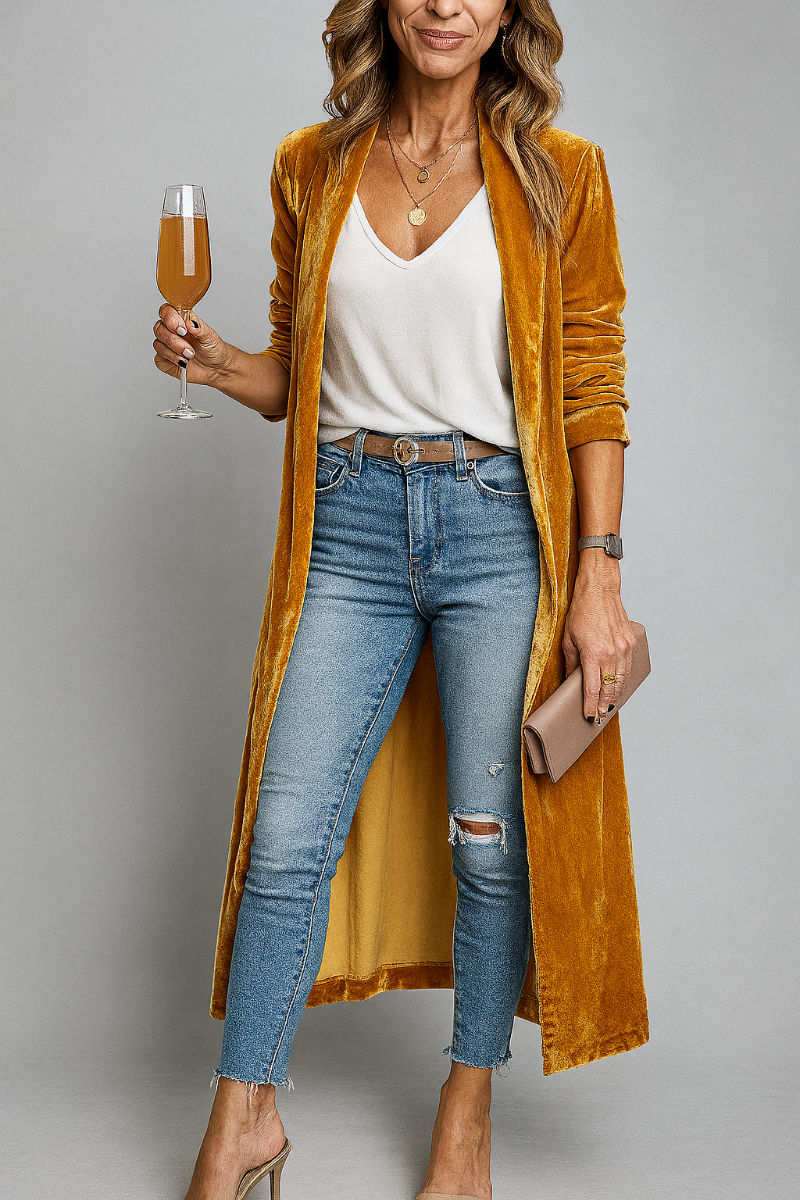 Longline Cardigan Womens Duster Open Front Fine Knit Dropped Shoulder - image 1