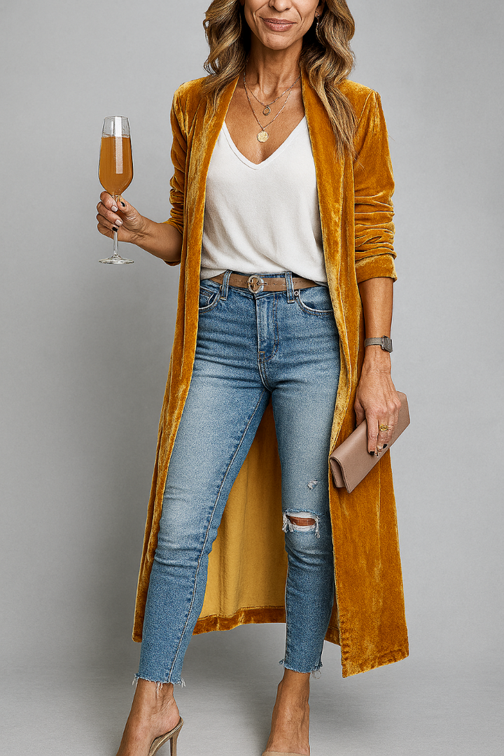 Longline Cardigan Womens Duster Open Front Fine Knit Dropped Shoulder - image 1
