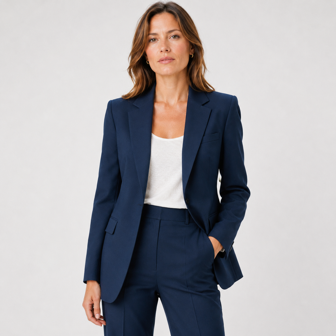 Trouser Suit Womens Two Piece Single Button Blazer Wide Leg Trousers - image 1