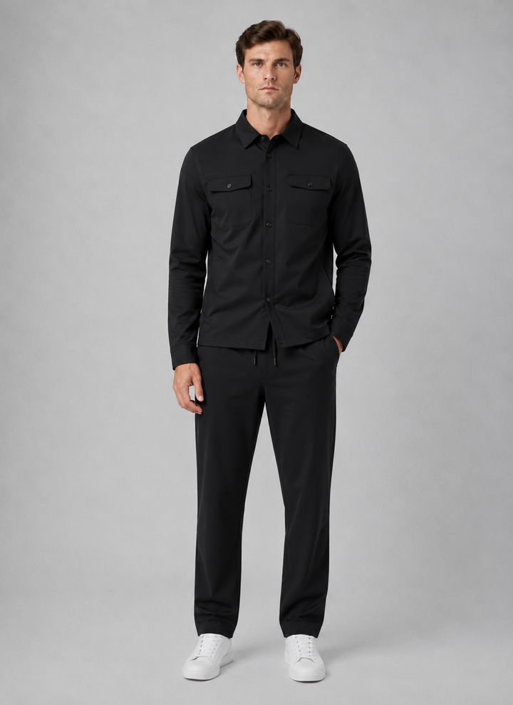 Co-ord Set Mens Overshirt and Drawstring Trousers Two Piece Press Stud Relaxed Fit - image 7