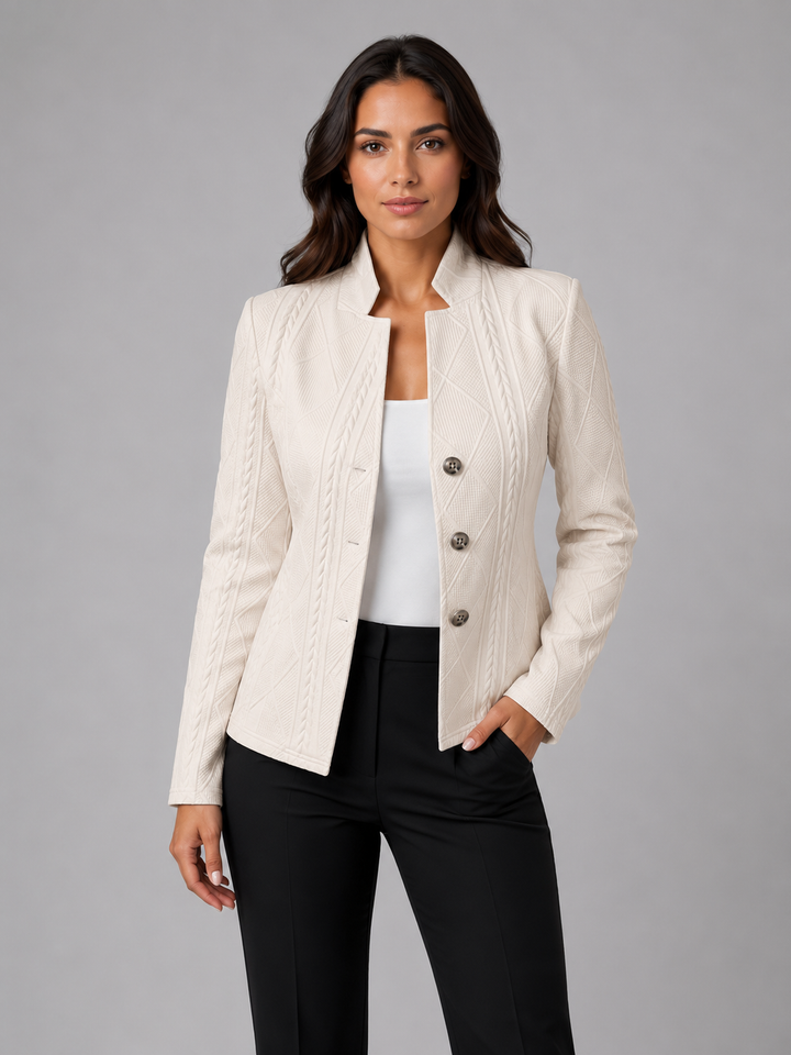 Blazer Womens Textured Weave Structured Fit Tailored