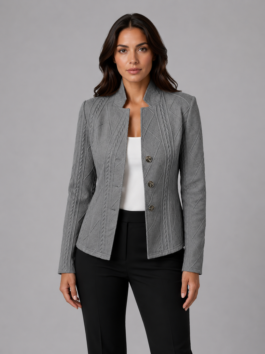 Blazer Womens Textured Weave Structured Fit Tailored