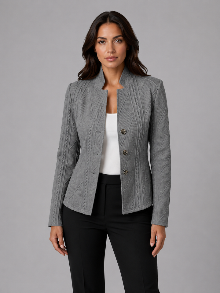 Blazer Womens Textured Weave Structured Fit Tailored
