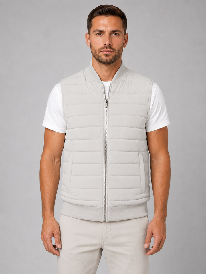 Quilted Gilet Mens Lightweight Padded Full Zip Rib Knit Collar Bodywarmer - image 5