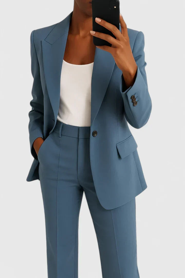 Two Piece Suit Set Womens Tailored Top Trousers Structured Fit