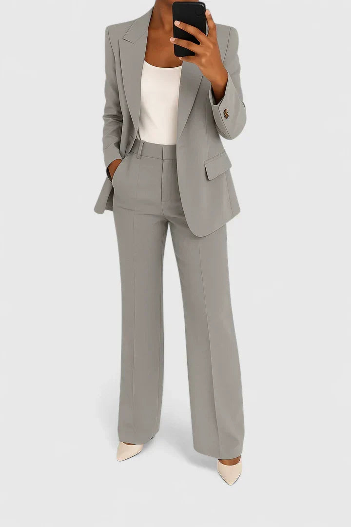 Two Piece Suit Set Womens Tailored Top Trousers Structured Fit
