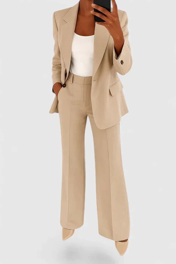 Two Piece Suit Set Womens Tailored Top Trousers Structured Fit