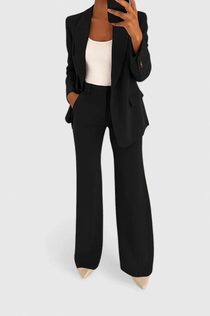 Two Piece Suit Set Womens Tailored Top Trousers Structured Fit