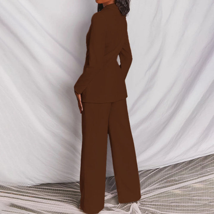 Trouser Suit Womens Two Piece Single Button Blazer Wide Leg Trousers Set - image 9