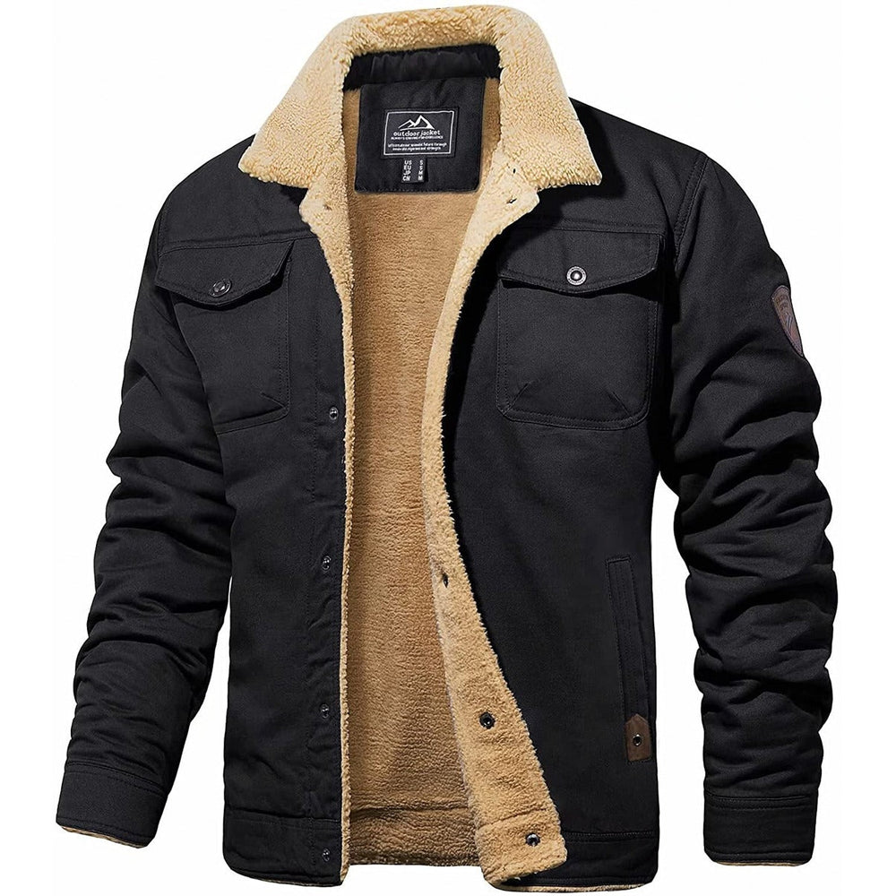 Sherpa Lined Jacket Mens Trucker Style Snap Button Front Flap Chest Pockets Regular Fit - image 2