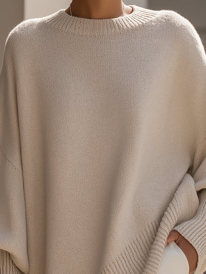 Oversized Jumper Womens Batwing Asymmetric Hem Side Split Knit - image 3