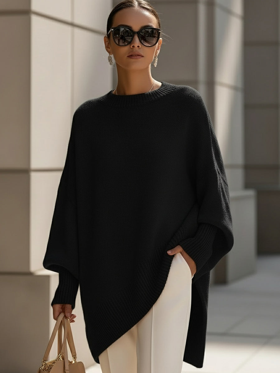 Oversized Jumper Womens Batwing Asymmetric Hem Side Split Knit - image 10