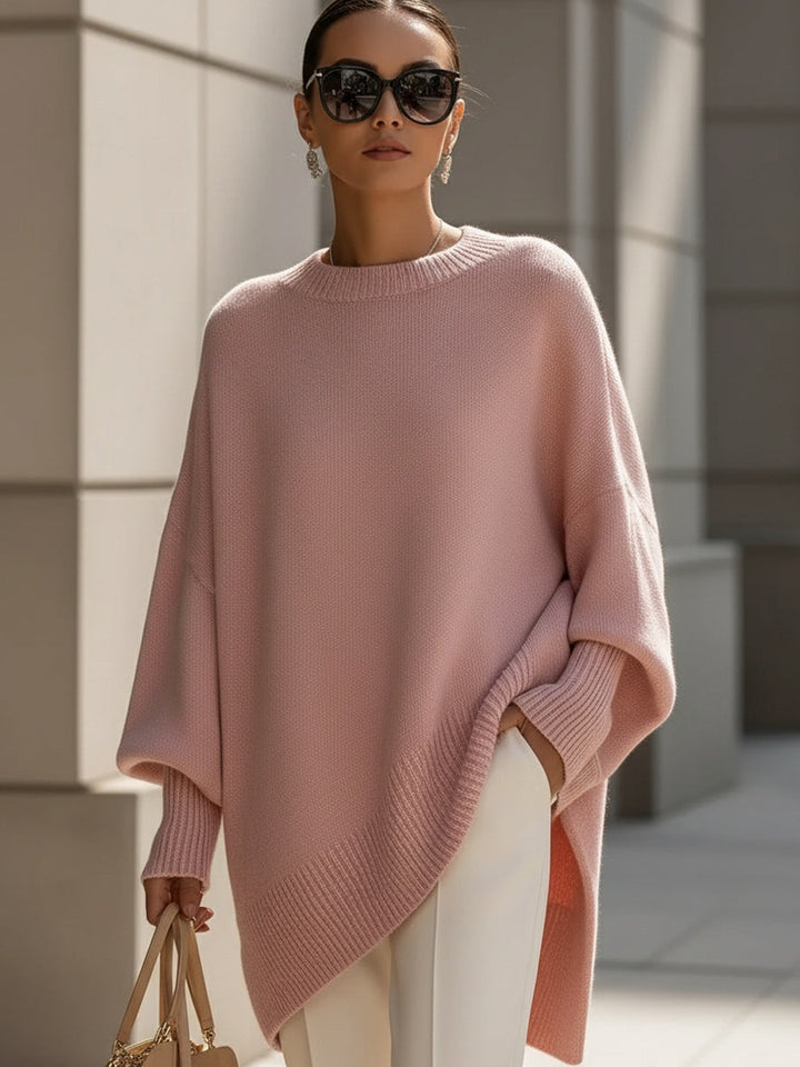 Oversized Jumper Womens Batwing Asymmetric Hem Side Split Knit - image 7