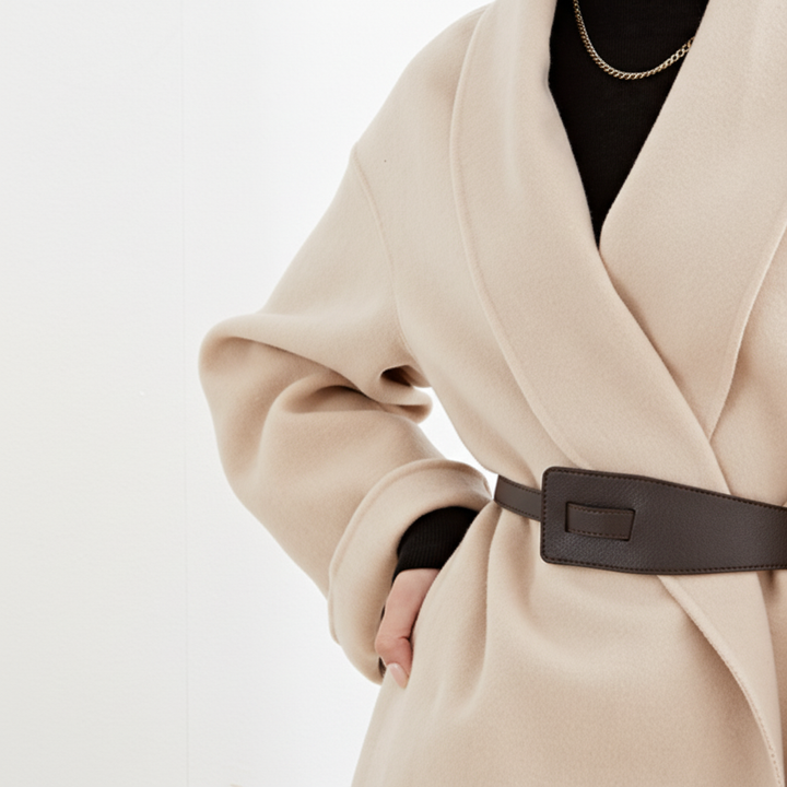 Belted Wrap Coat Womens Wide Lapel Collar Relaxed Fit Wide Sleeve - image 4