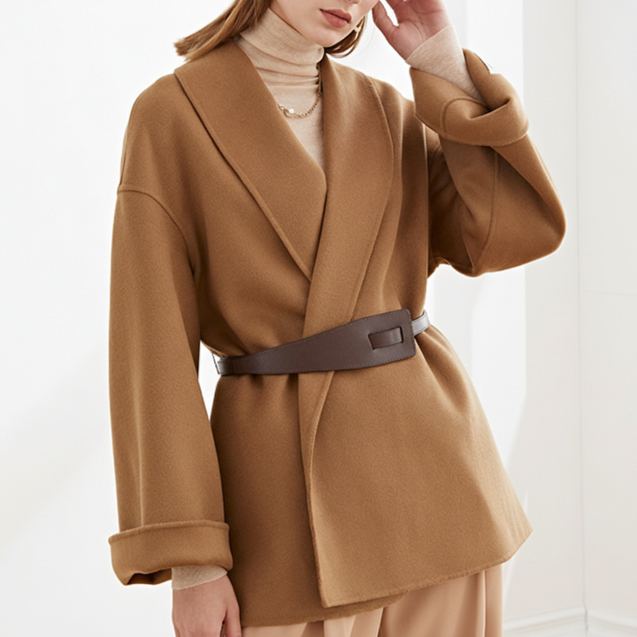 Belted Wrap Coat Womens Wide Lapel Collar Relaxed Fit Wide Sleeve - image 6