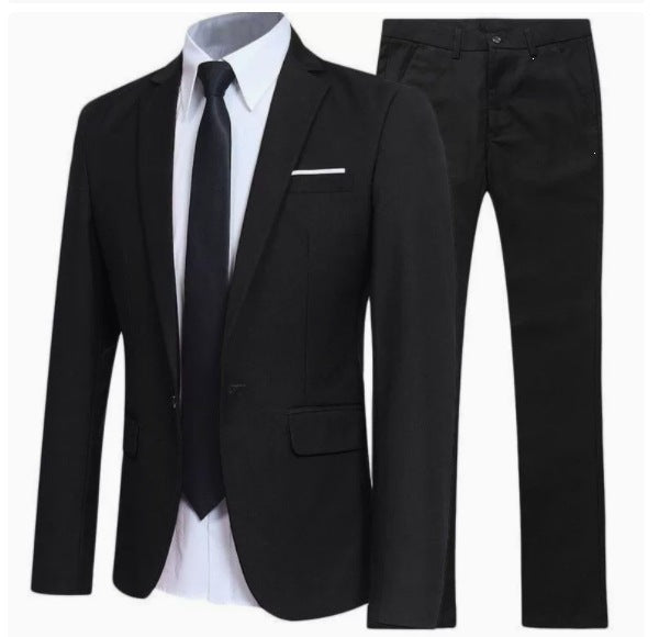 Slim Fit Suit Mens Two Piece One Button Notch Lapel Blazer Flat Front Trousers - image 2