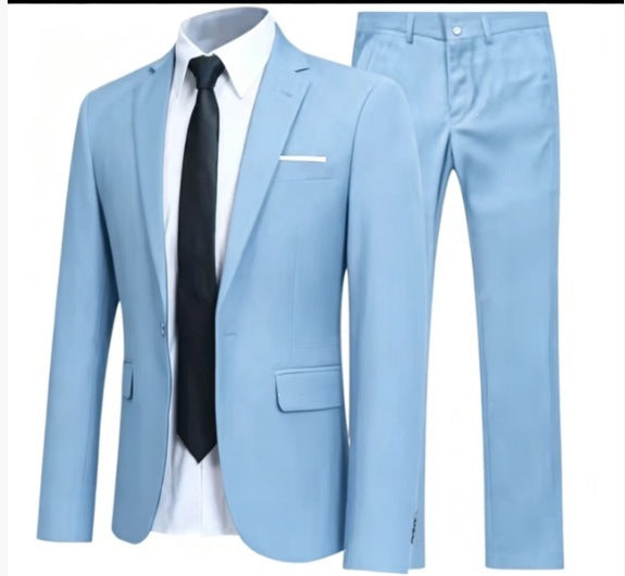 Slim Fit Suit Mens Two Piece One Button Notch Lapel Blazer Flat Front Trousers - image 6