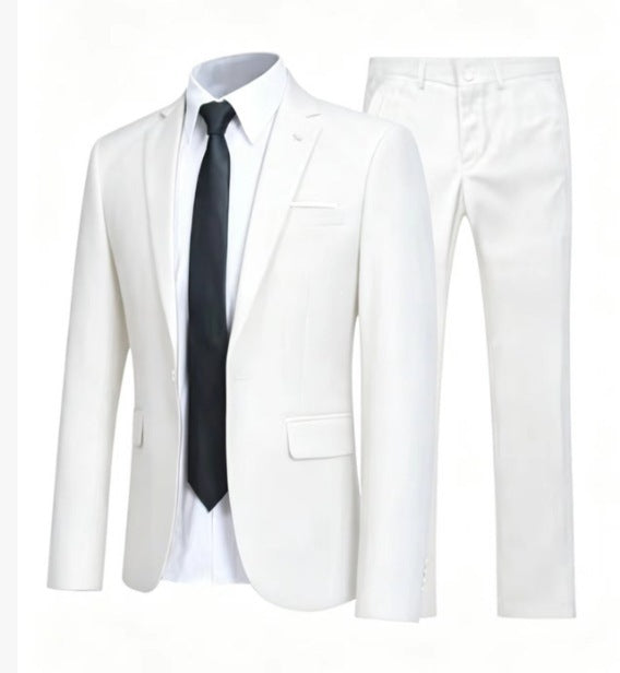 Slim Fit Suit Mens Two Piece One Button Notch Lapel Blazer Flat Front Trousers - image 4