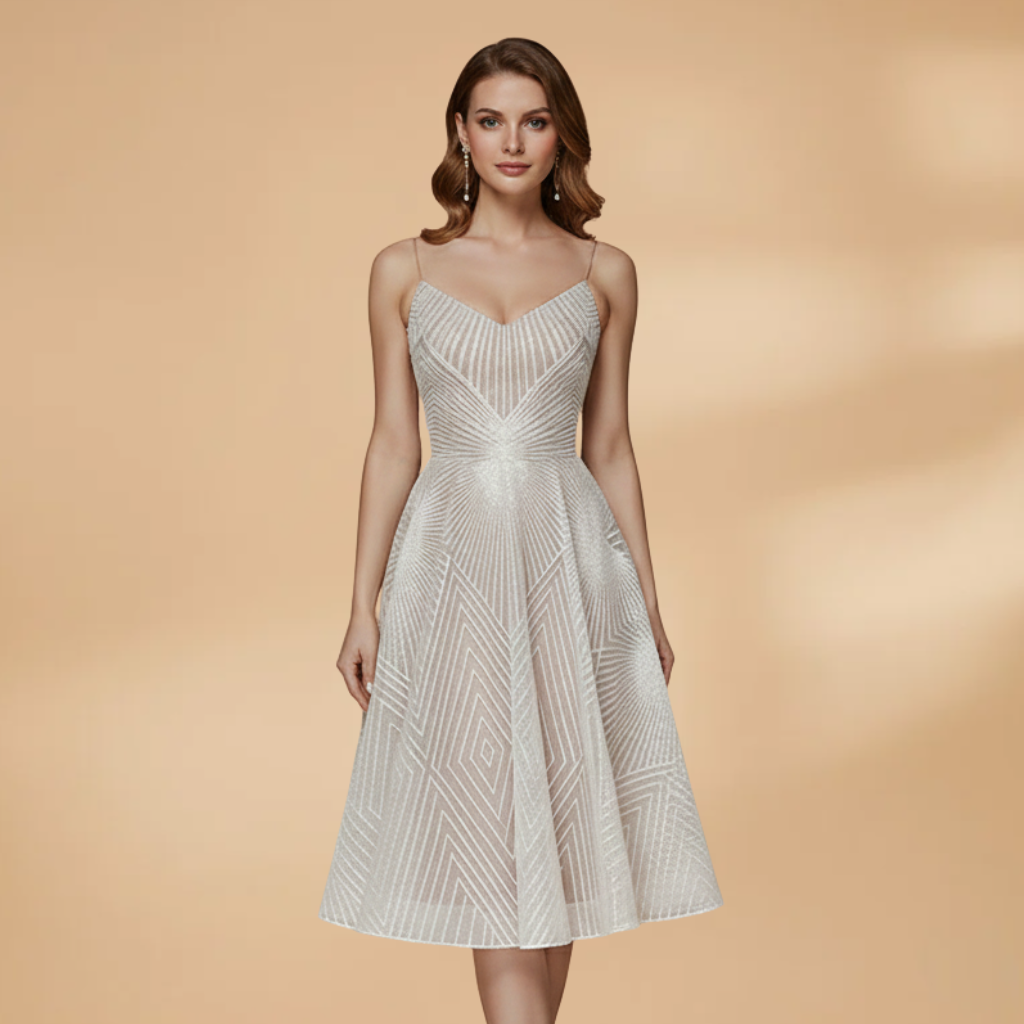 Cocktail Dress Womens Textured Open Back Spaghetti Strap Wedding Guest - image 12