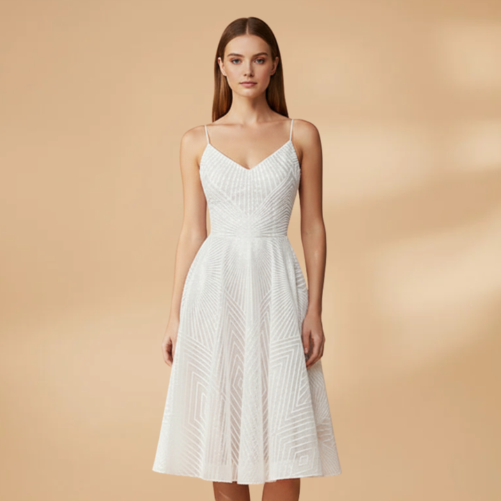 Cocktail Dress Womens Textured Open Back Spaghetti Strap Wedding Guest - image 7