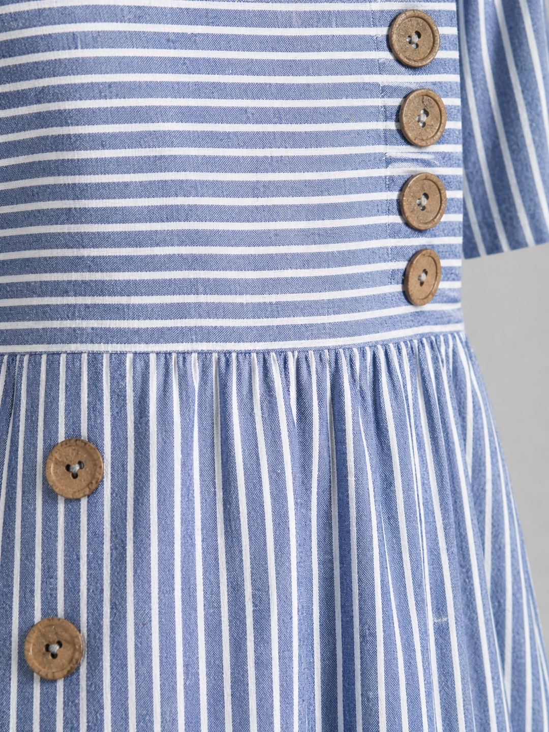 Midi Dress Womens Striped Button Detail Relaxed Lightweight