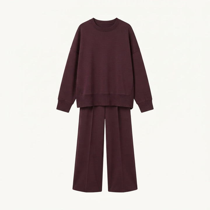 Knitted Co Ord Womens High Neck Jumper Wide Leg Trousers Ribbed - image 2