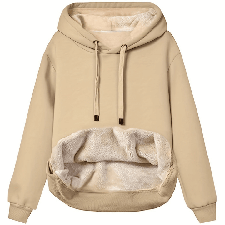 Fleece Lined Hoodie Womens Plush Winter Pullover Drawstring Hood Relaxed Fit - image 5