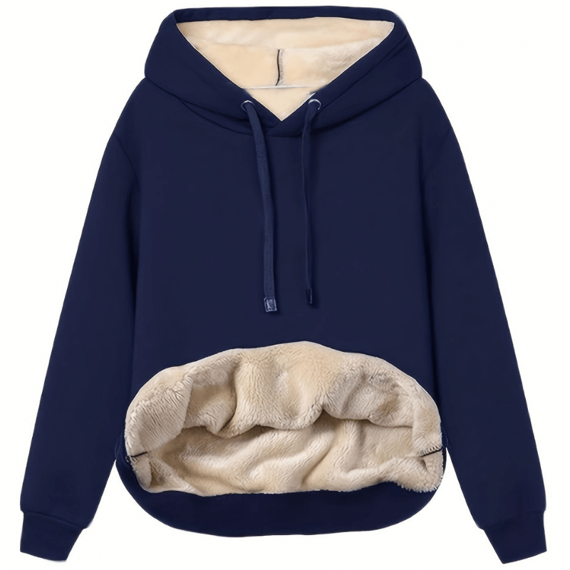 Fleece Lined Hoodie Womens Plush Winter Pullover Drawstring Hood Relaxed Fit - image 2