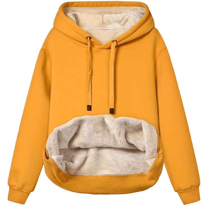 Fleece Lined Hoodie Womens Plush Winter Pullover Drawstring Hood Relaxed Fit - image 6