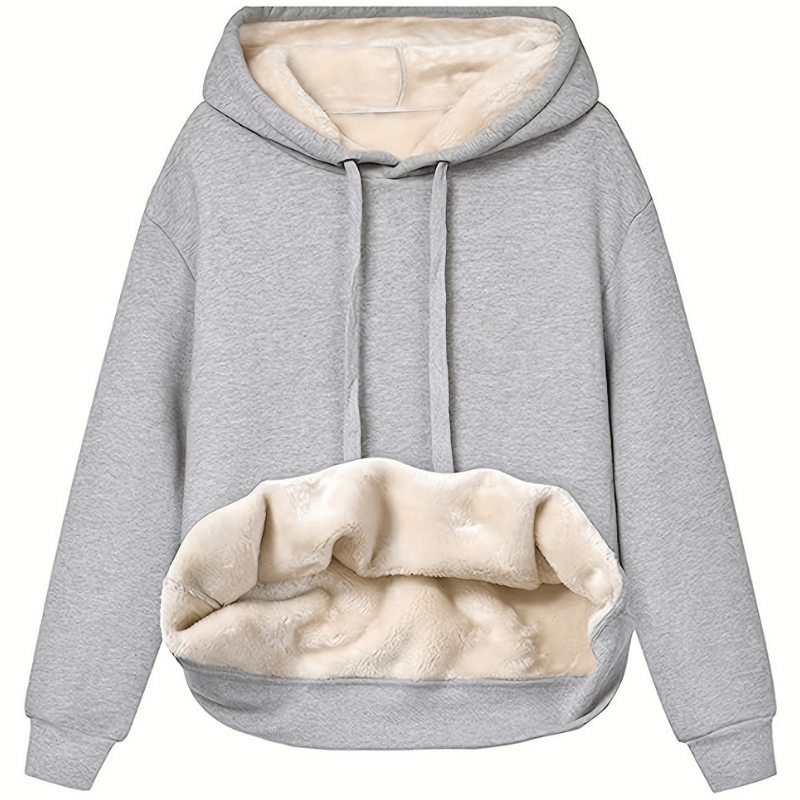 Fleece Lined Hoodie Womens Plush Winter Pullover Drawstring Hood Relaxed Fit - image 4