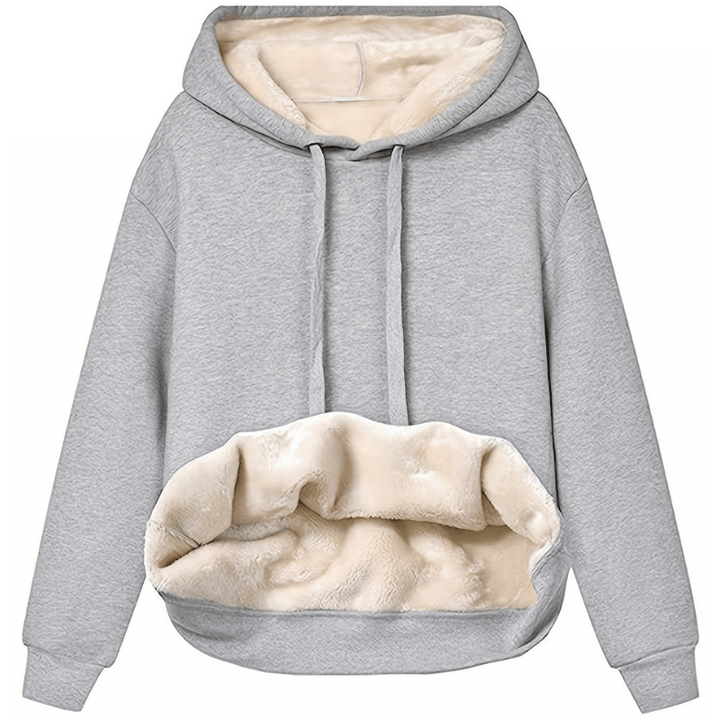 Fleece Lined Hoodie Womens Plush Winter Pullover Drawstring Hood Relaxed Fit - image 4