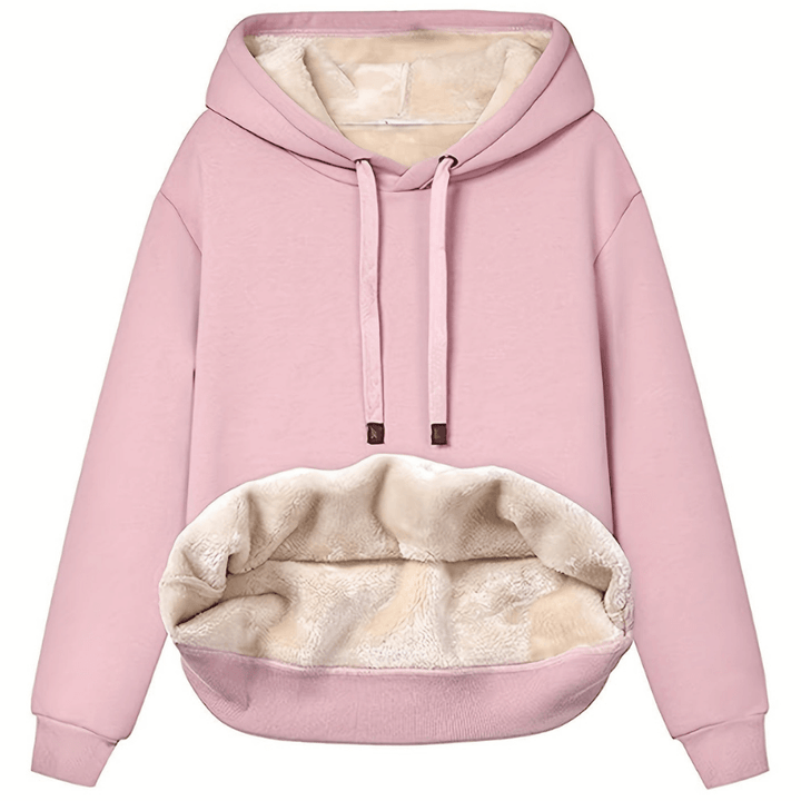 Fleece Lined Hoodie Womens Plush Winter Pullover Drawstring Hood Relaxed Fit - image 8